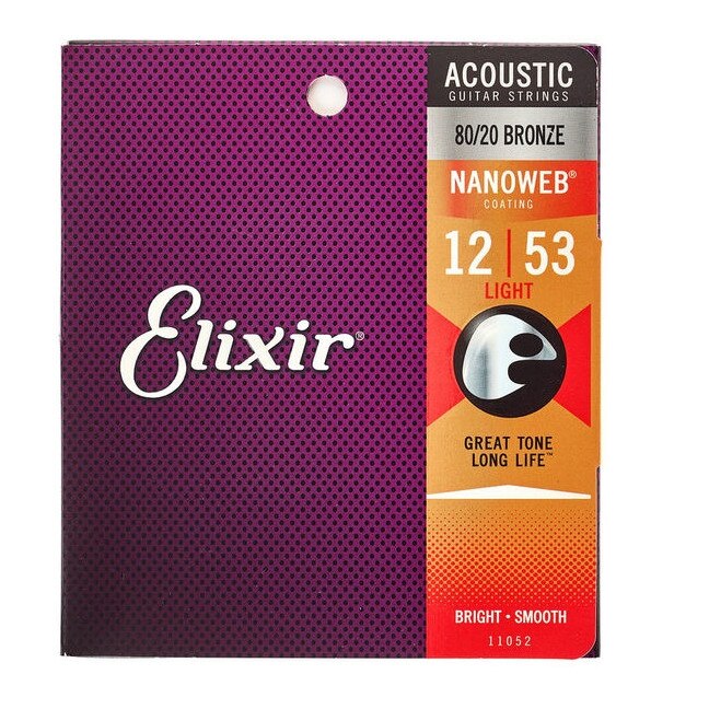 Set Corzi, Elixir, Extra Light, Chitra Acustica, Grosime 12-53, NanoWeb, Bronze