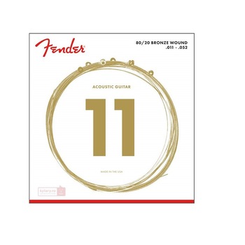 Set Corzi, Fender, Custom Light, Chitra Acustica, Grosime 11-52, Bronze Set Corzi, Fender, Custom Light, Chitra Acustica, Grosime 11-52, Bronze