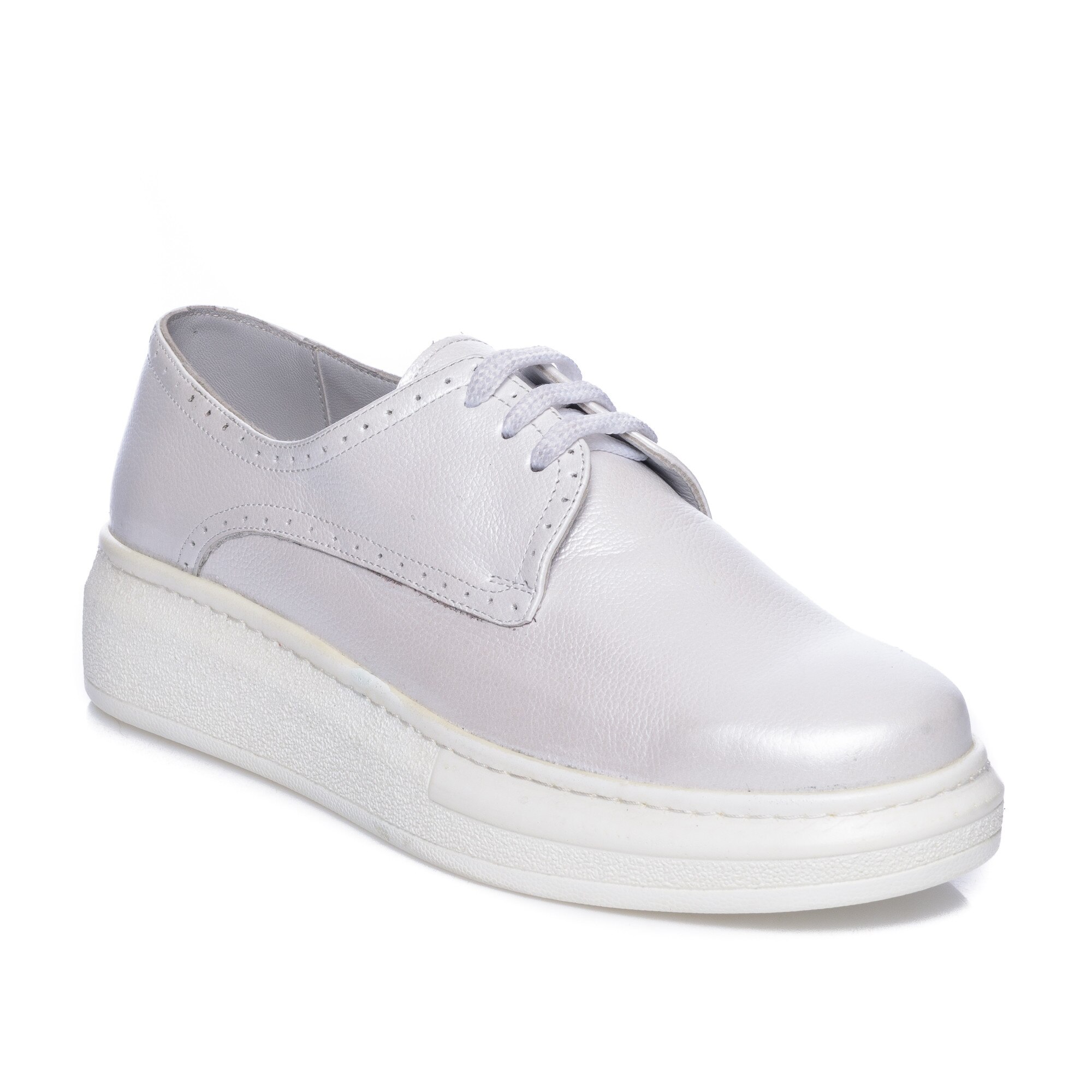 Pantofi dama din piele naturala - Alb Sidef - C10 AS