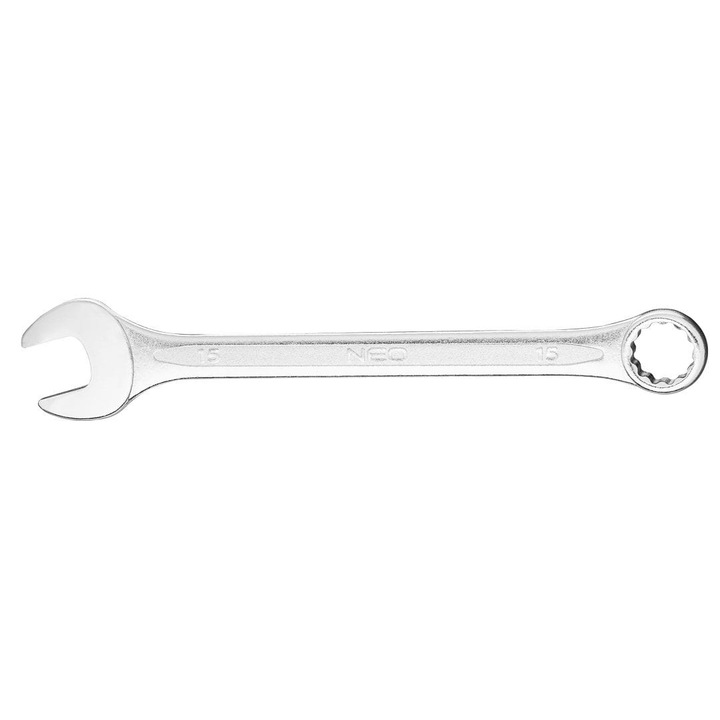 Cheie combinata fixa 09-715 Neo, 15 X 190 mm, Argintiu