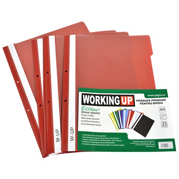 Set 25 Dosar, WorkingUp, Plastic, 2 gauri, Rosu Set 25 Dosar, WorkingUp, Plastic, 2 gauri, Rosu
