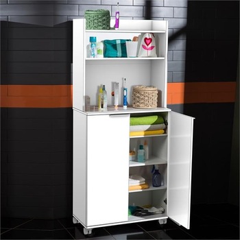 Dulap Multifunctionala Adore Diamond, 2 usi, 6 rafturi, cu rotile, Alb Lucios, 73x172x36 cm Dulap Multifunctionala Adore Diamond, 2 usi, 6 rafturi, cu rotile, Alb Lucios, 73x172x36 cm