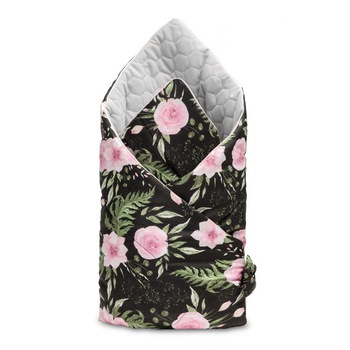 Paturica nou nascut Sensillo Velvet Wrap Flori Negre 75x75 cm Paturica nou nascut Sensillo Velvet Wrap Flori Negre 75x75 cm