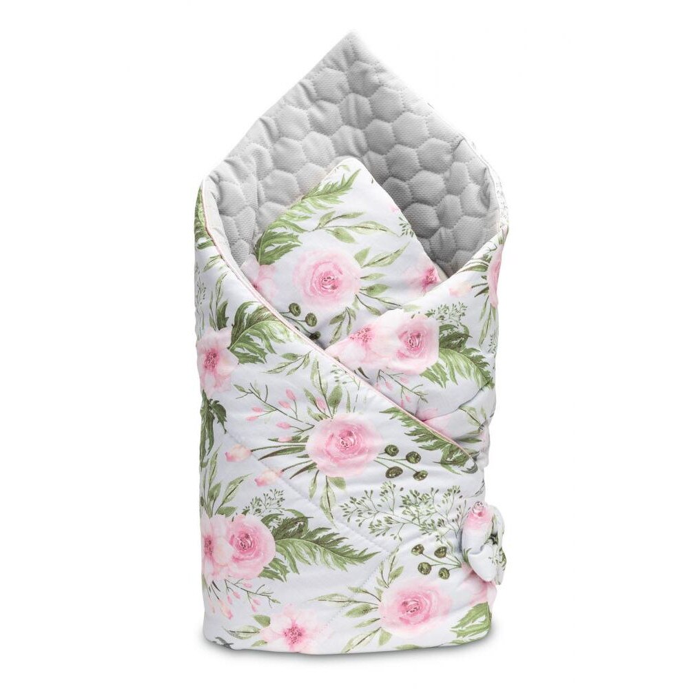 Paturica nou-nascut Sensillo Velvet Wrap flori gri 75x75 cm
