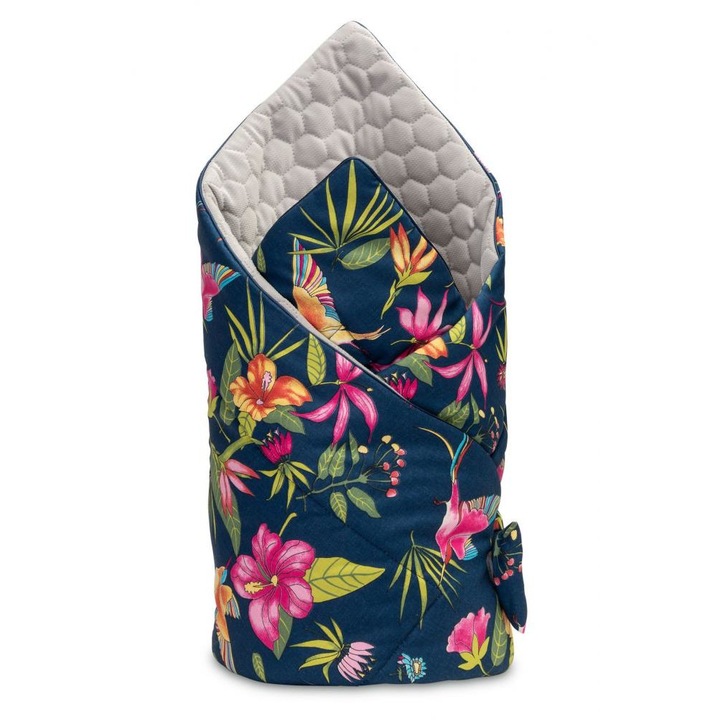 Одеяло за новородено Sensillo Velvet Wrap синьо колибри 75x75 см