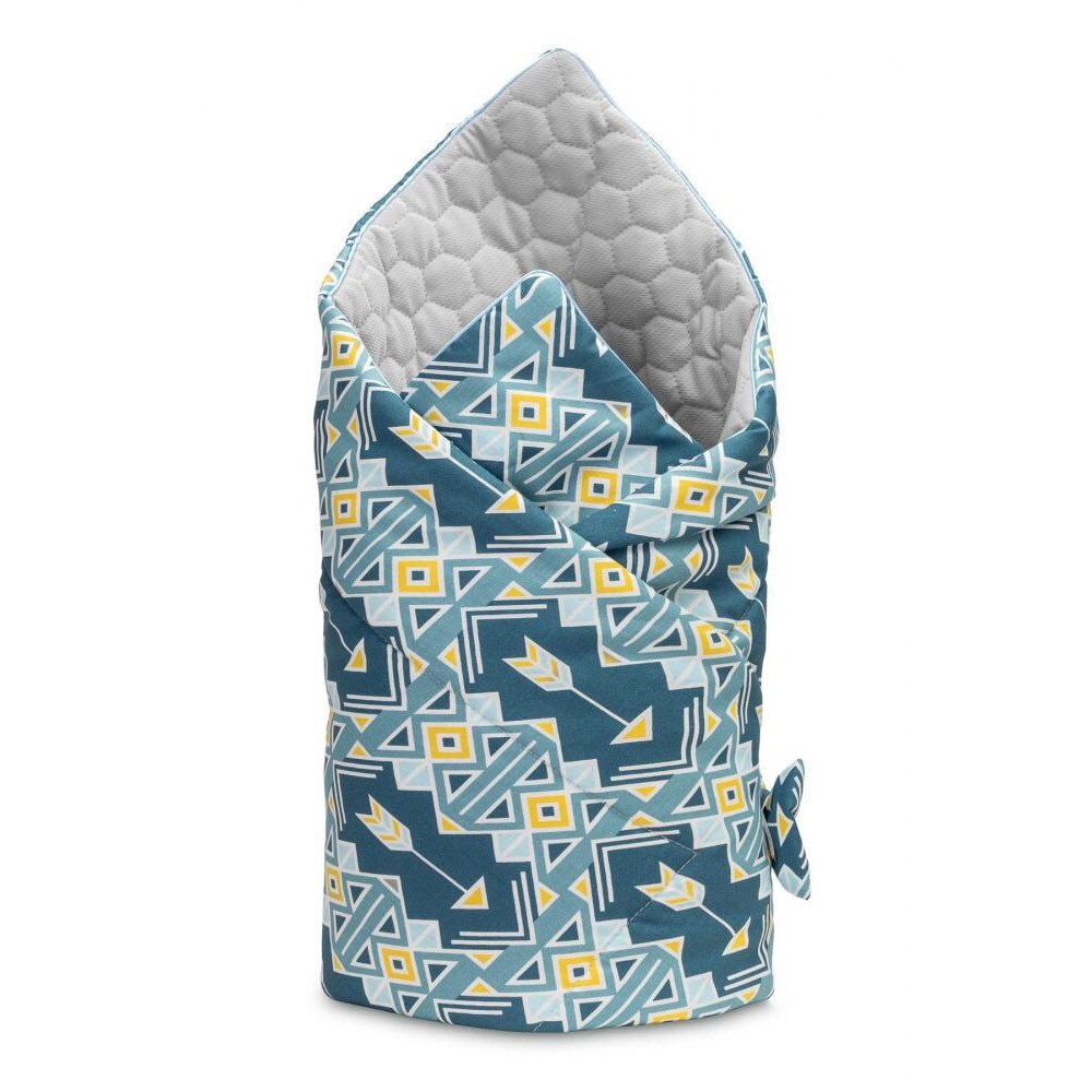 Paturica nou-nascut Sensillo Velvet Wrap ornamente albastre 75x75 cm