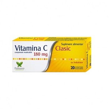 Vitamina C Clasic 180 mg, 20 comprimate, Polisano Vitamina C Clasic 180 mg, 20 comprimate, Polisano