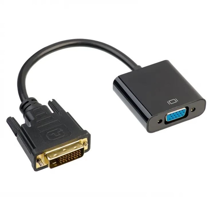 Cablu adaptor Akyga, VGA/DVI, 15cm, Negru