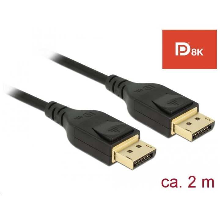 Delock DisplayPort kábel 8K 60 Hz 2 m DP 8K tanúsítvánnyal (85660) (85660)
