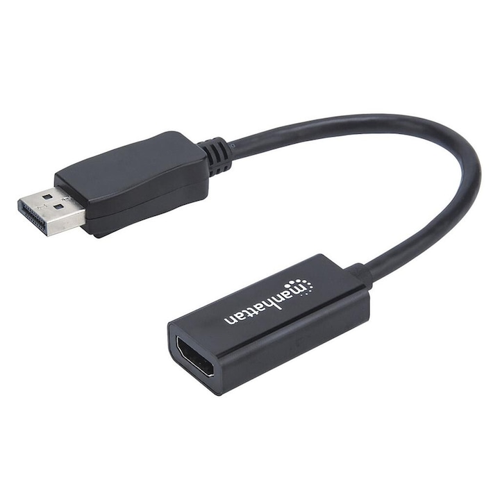 Adaptor, Manhattan, DisplayPort DP HDMI M/F ,1080p Full HD, 15 cm, Negru