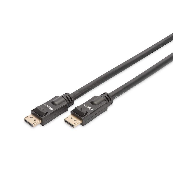Cablu Assmann, 2 x DisplayPort tata, 15m, Negru