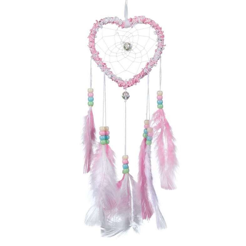 Decoratiune care atarna, Zola®, Inimioara roz cu pene, 22x10x10 cm