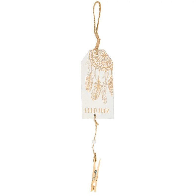 Decoratiune care atarna, Zola®, din lemn, Good Luck, 15x7x42 cm
