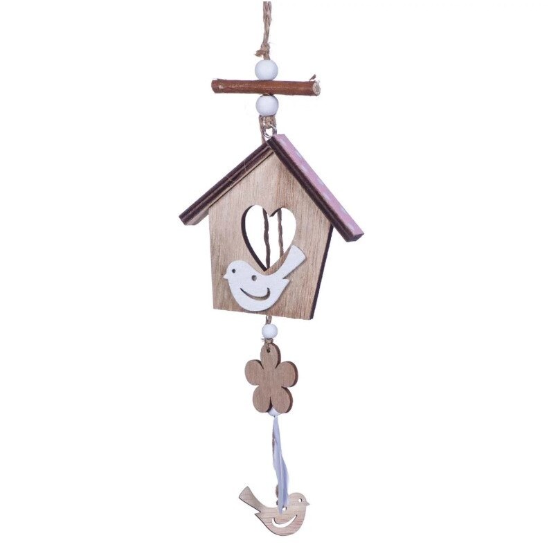 Decoratiune care atarna, Zola®, Casuta din lemn cu pasare, 8x36 cm