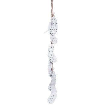 Decoratiune suspendabila, Zola®, cu 6 pene din lemn, albe si 3 pene reale, 85 cm Decoratiune suspendabila, Zola®, cu 6 pene din lemn, albe si 3 pene reale, 85 cm