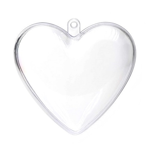 Inima transparenta, 3D, din plastic, 16 cm