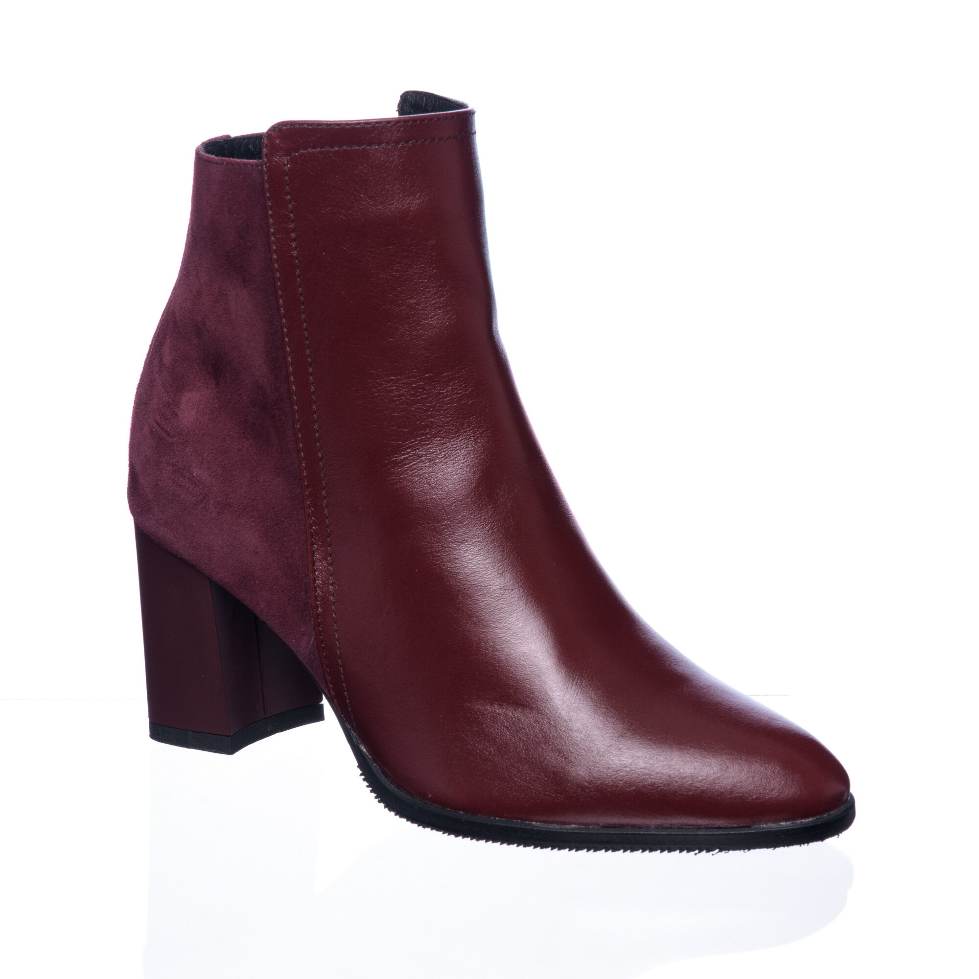 Ghete dama din piele naturala - Bordo Box + Antilopa - GX31 BBA