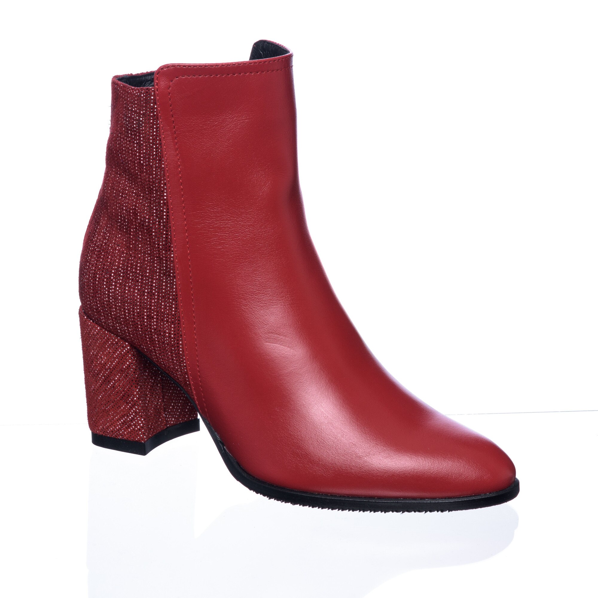 Ghete dama din piele naturala - Rosu Box + Picatele - GX31 RBP