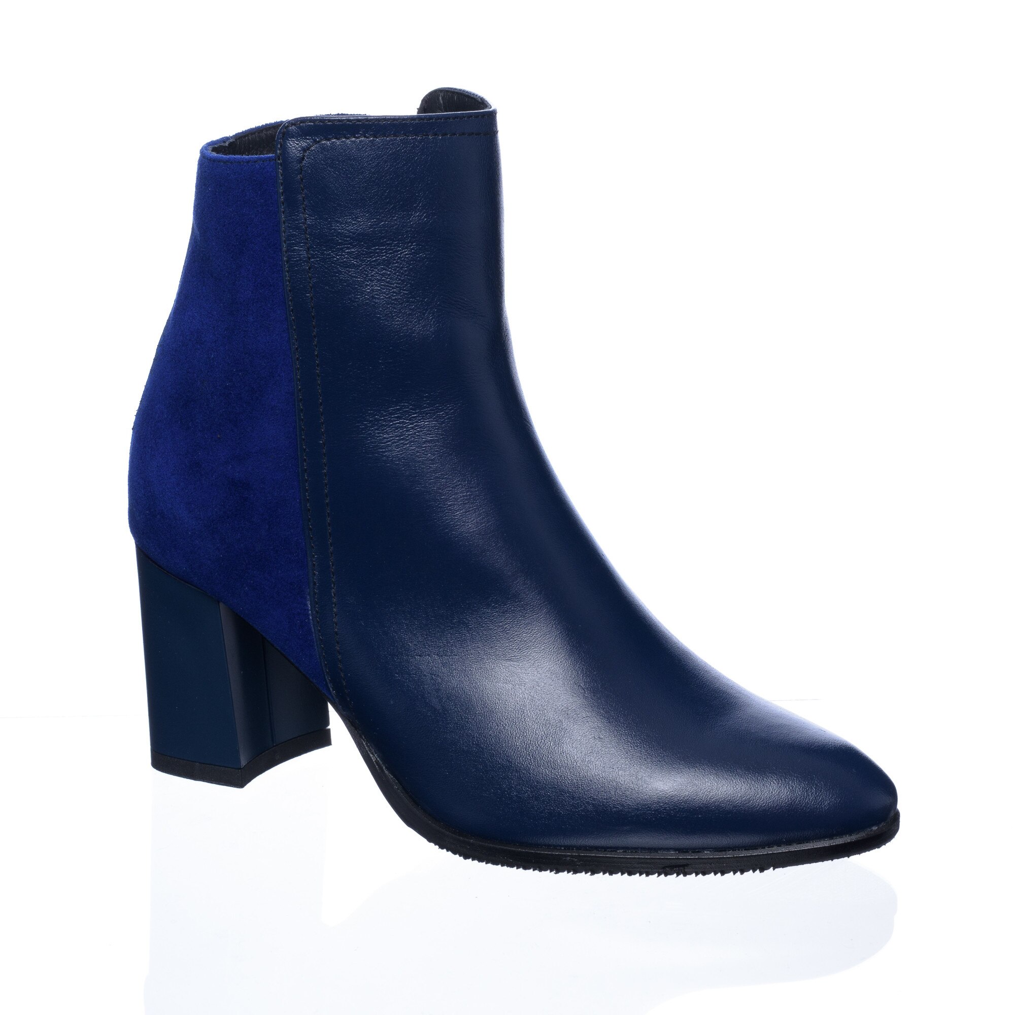 Ghete dama din piele naturala - Albastru Box + Antilopa - GX31 ABA