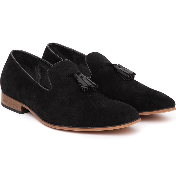 Pantofi barbati Alvin cu aspect catifelat 42, Negru