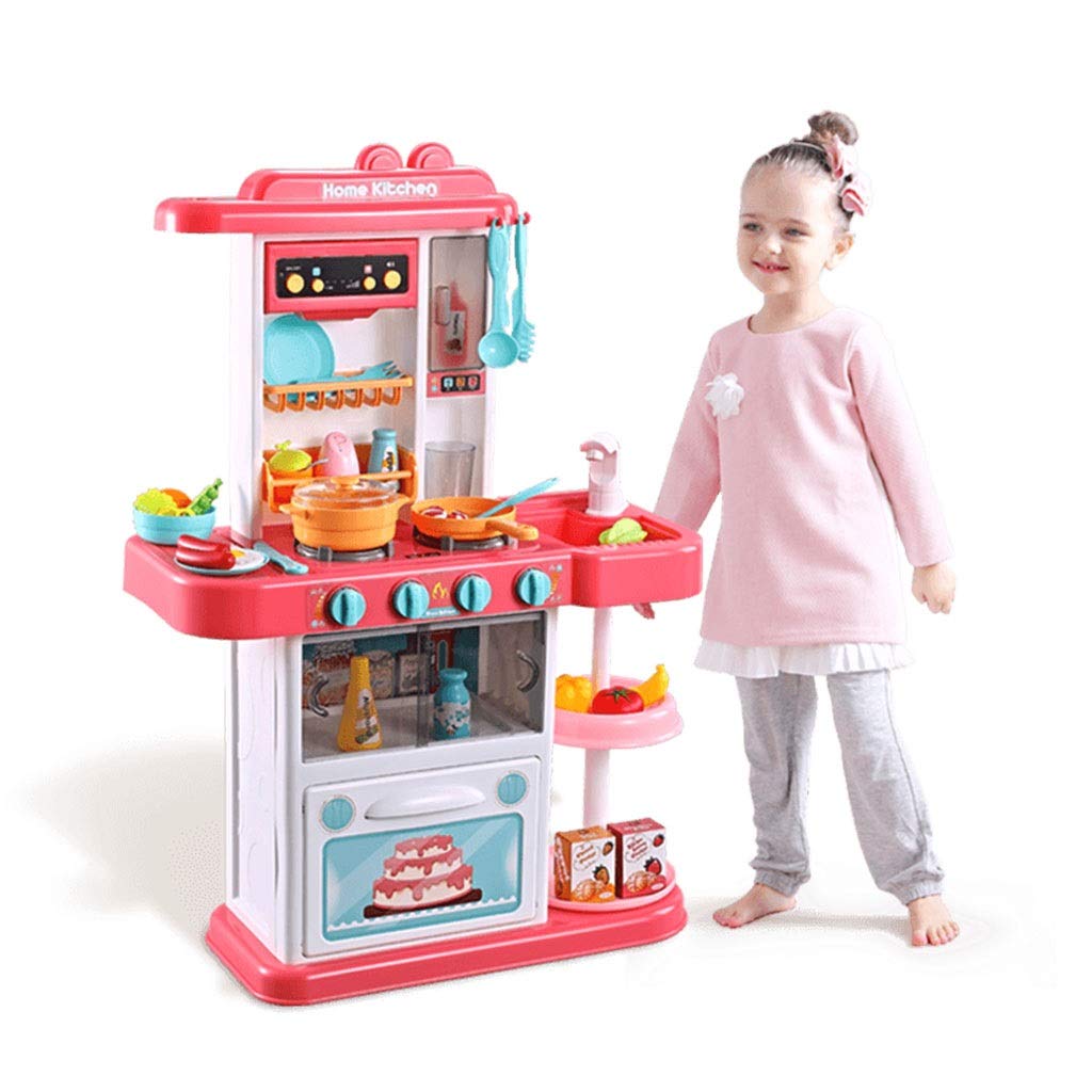 Bucatarie Interactiva si Multifunctionala, SUPER HOME KITCHEN, Sunete Realiste, Apa la Robinet, Scoate Aburi, Tabla pentru Scris, Melodii, Lumini, 43 Piese, 72 cm Inaltime, Roz