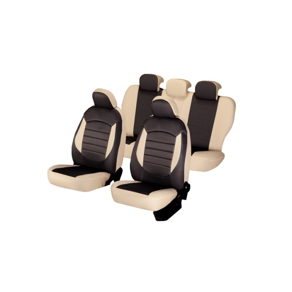 Set huse scaune auto Dacia, Umbrella, Duster, Textil, 10 piese, Bej/Negru