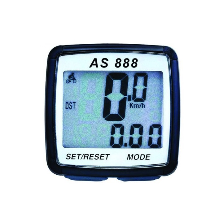 General digitális sebességmérő, 8 funkció, LCD képernyő, esőálló, fekete