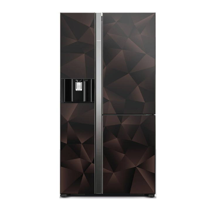 Трикрилен хладилник с фризер Hitachi R-M700VAGRU9X (GBZ) Polygon, 651 литра, Диспенсър за вода, No Frost, Инверторен компресор, Клас G, Glass Bronze