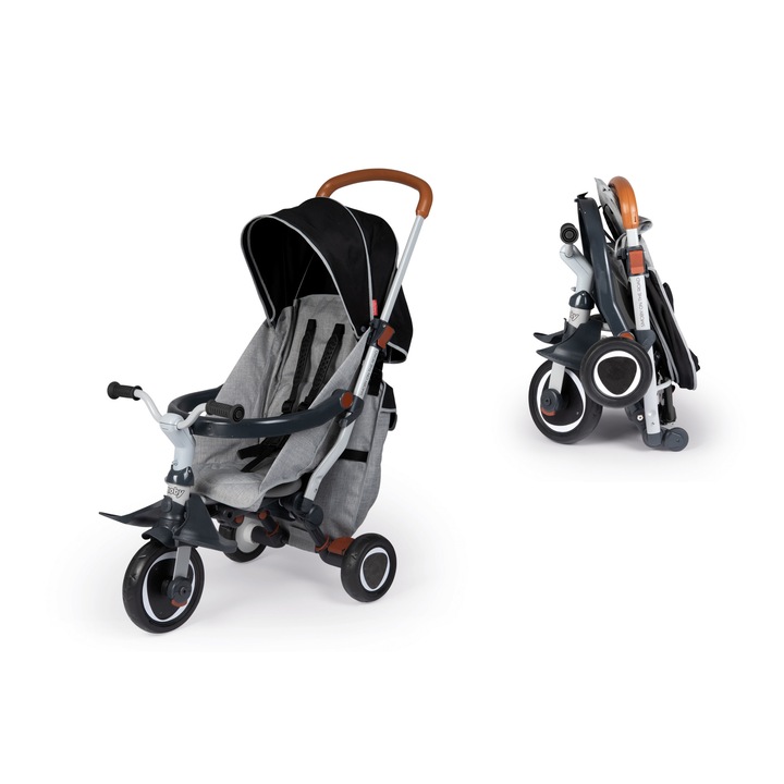 Smoby Robin Trike Összecsukható Tricikli, Csendes kerekekkel, Szürke