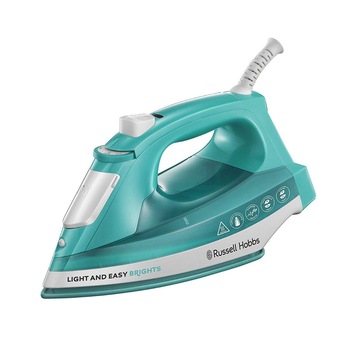 Fier de calcat Light & Easy Brights Aqua Russell Hobbs, Talpa ceramica, 2400 W, 0.24 l, 90 g/min, Turcoaz Fier de calcat Light & Easy Brights Aqua Russell Hobbs, Talpa ceramica, 2400 W, 0.24 l, 90 g/min, Turcoaz