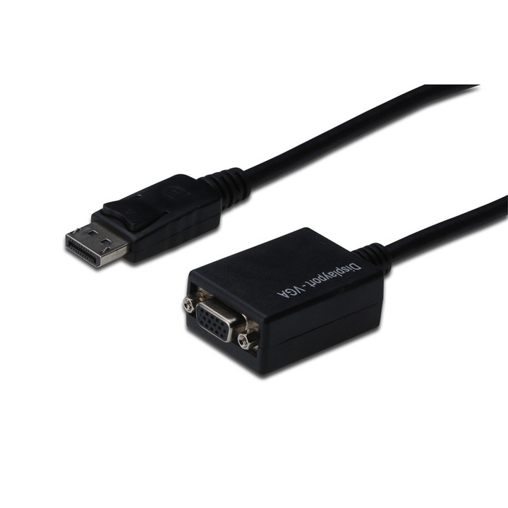 Кабел Assmann, Displayport/VGA, 15 см, черен