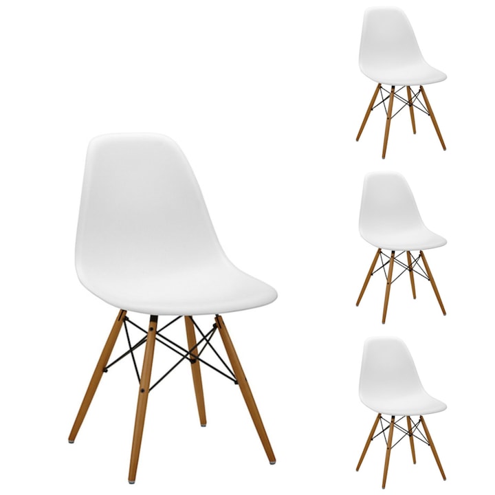 Set 4 scaune dining/bucatarie Betty, Mobila MIRJAN 24, culoare alb, picioare din fag