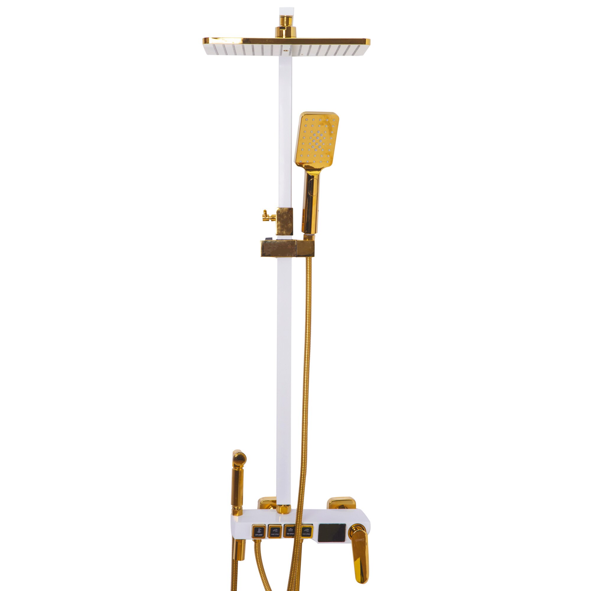 Coloana de dus cu patru functii, TRENDY S, cu afisaj LCD temperatura apa,si functie de bideu, white-gold