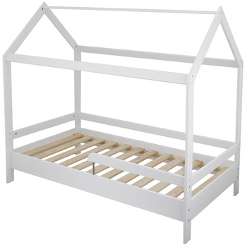 Patut din lemn casuta Wunderkid, 160x80 cm, Alb Patut din lemn casuta Wunderkid, 160x80 cm, Alb