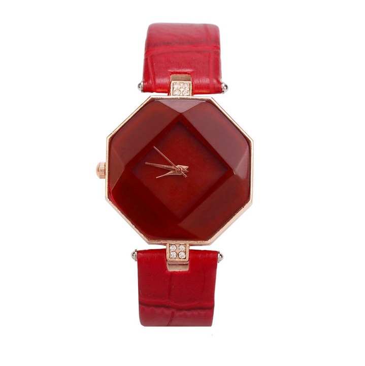 Elegáns Diamond CDD női karóra, piros/arany