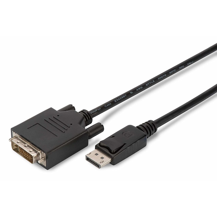 Cablu Assmann, Displayport/DVI-D, 60Hz, 3m, Negru