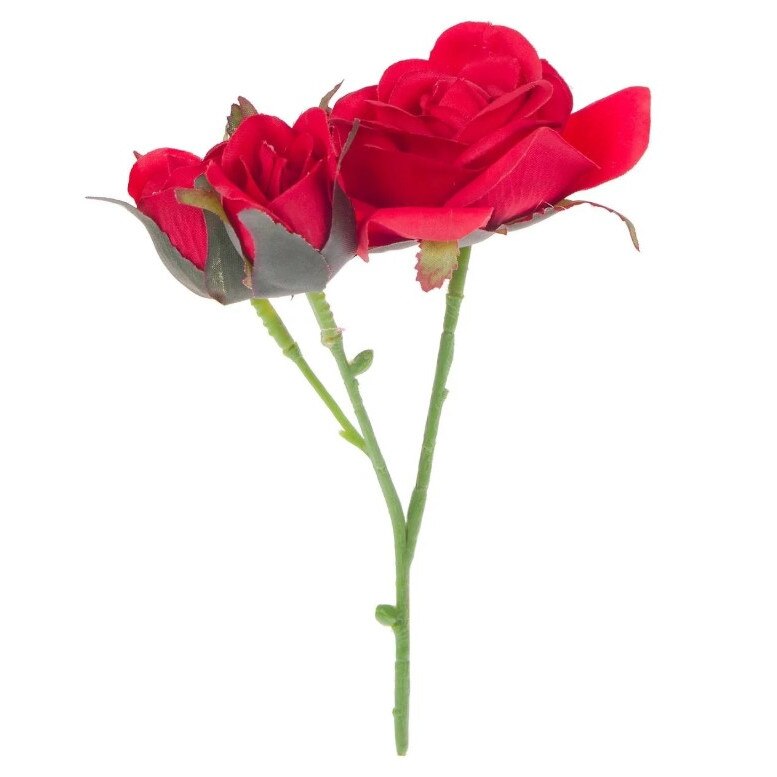 Fir trandafir, artificial Zola®,cu 3 boboci, 15 cm, rosu