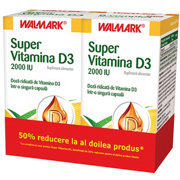 Supliment alimentar Super Vitamina D3 Walmark, pachet 60 + 60 capsule Supliment alimentar Super Vitamina D3 Walmark, pachet 60 + 60 capsule