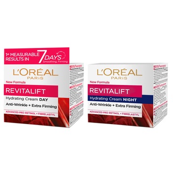 Set L'Oreal Paris Revitalift New Formula: Crema antirid de zi, 50 ml + Crema antirid de noapte, 50 ml Set L'Oreal Paris Revitalift New Formula: Crema antirid de zi, 50 ml + Crema antirid de noapte, 50 ml