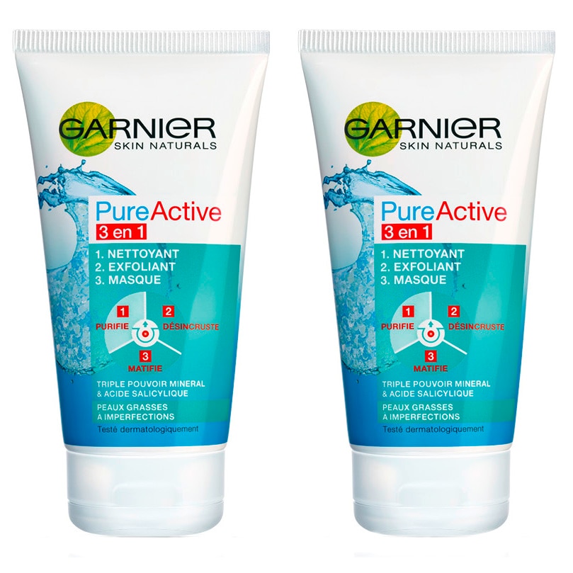 Set Garnier Skin Naturals: 2x Gel de curatare Pure Active 3 in 1