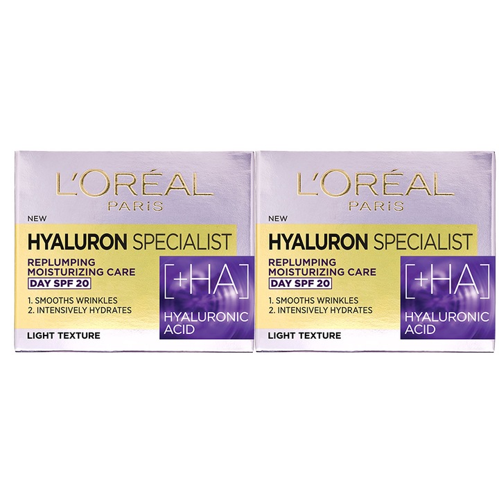 Set L'Oreal Paris Hyaluron Specialist: 2x Crema antirid de zi, 50 ml