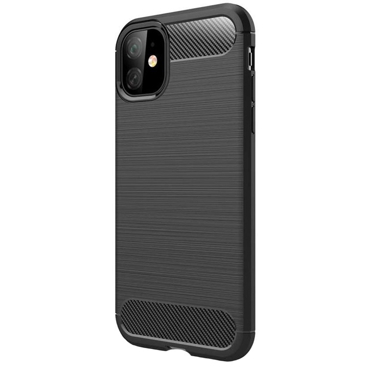 Husa G-Tech TPU din carbon flexibil compatibila cu iPhone 13 Pro Max, Negru