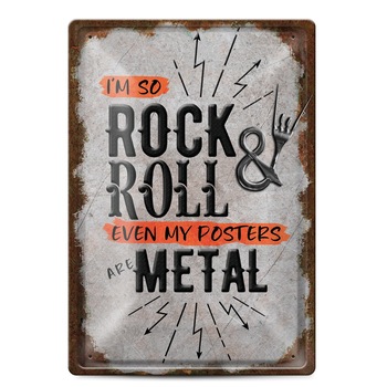 Placuta decorativa metalica 20x30 cm, Simetro Books, I'm so Rock'n'Roll Placuta decorativa metalica 20x30 cm, Simetro Books, I'm so Rock'n'Roll