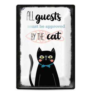 Placuta decorativa metalica 20x30 cm, Simetro Books, Cat Placuta decorativa metalica 20x30 cm, Simetro Books, Cat