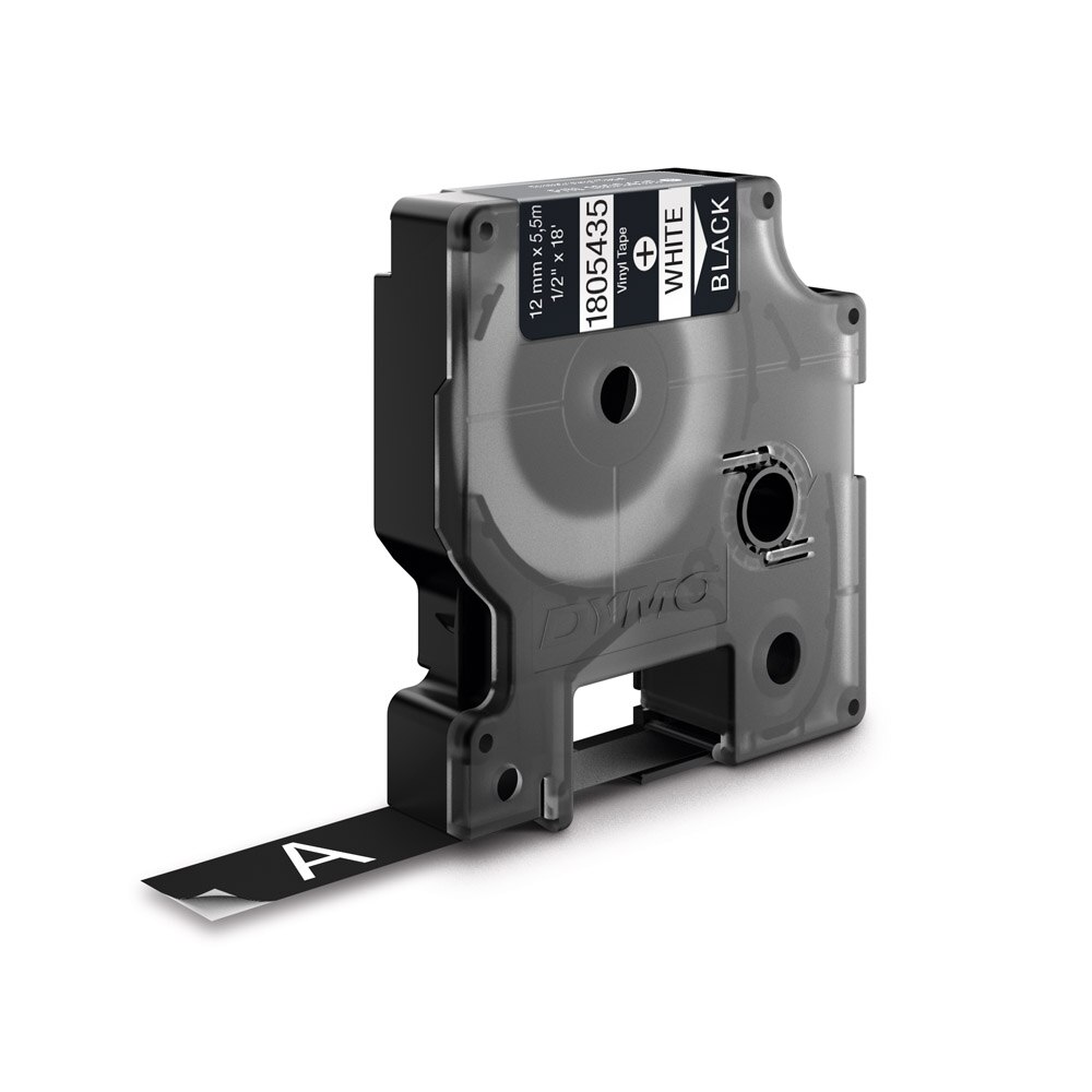 Etichete industriale DYMO 1805435 , 12mm x 5.5m ID1 o banda vinil , alb/negru
