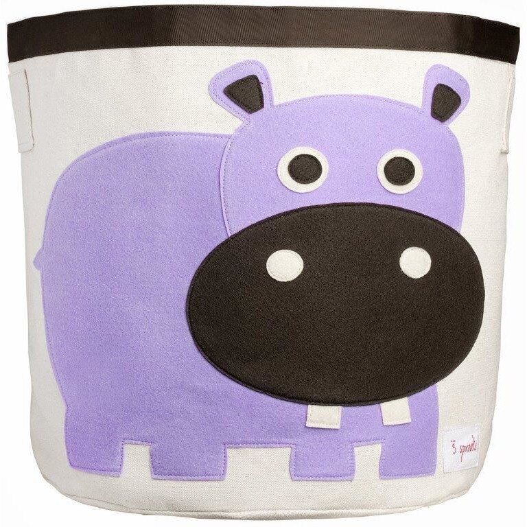 Cutie de depozitare pliabila 3 Sprouts, Hipopotam, Material textil, 45 x 45 cm