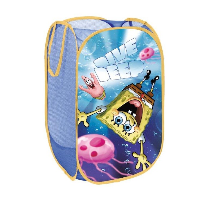 Cos pliabil pentru depozitarea jucariilor Sponge Bob, Material textil, 36 x 36 cm