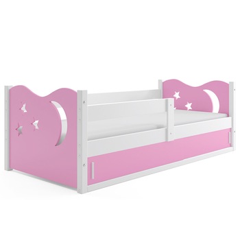 Pat pentru copii, Interbeds, Mikolai1 , 166x87 cm, standard , Alb/Roz Pat pentru copii, Interbeds, Mikolai1 , 166x87 cm, standard , Alb/Roz