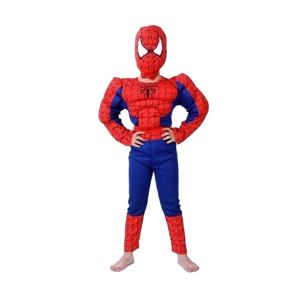 Costum Clasic Spiderman cu muschi, 7-9 ani, 120-130 cm