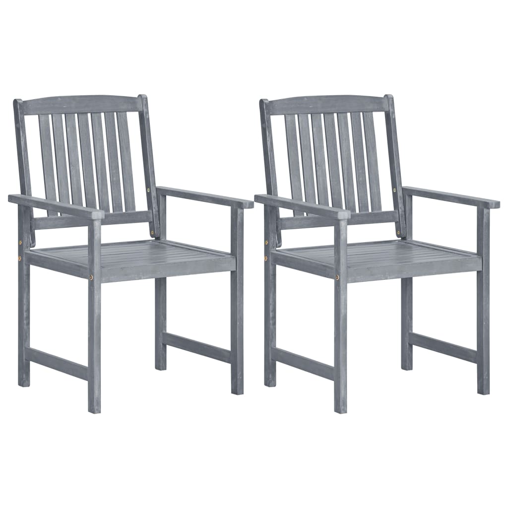Set 2 scaune de exterior, vidaXL, Lemn, 60 x 57 x 92 cm, Gri